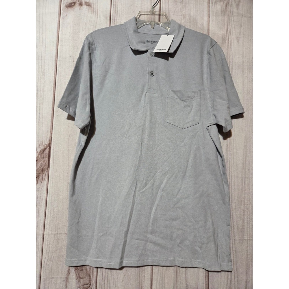 Goodfellow & Co Mens SS Vintage Polo Shirt Gray Cotton Pocket M Business Casual